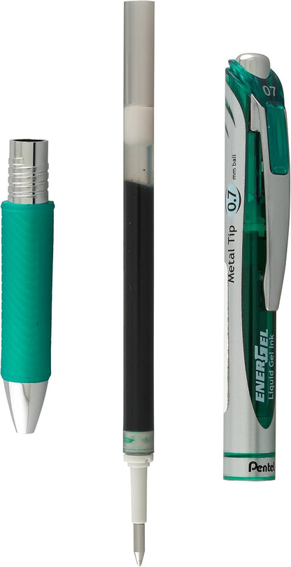 Pentel EnerGel RTX Retractable Liquid Gel Pen, Medium Line, Metal Tip, Pink/Violet Ink, 2-Pack (BL77BP2PV)