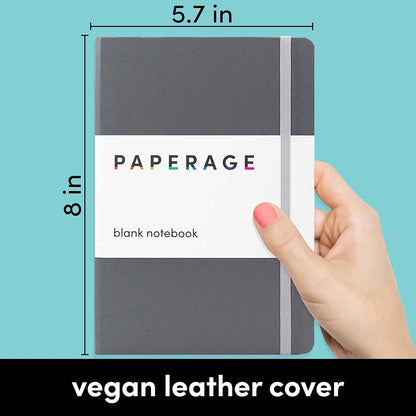 PAPERAGE Lined Journal Notebook, (Black), 160 Pages, Medium 5.6 in x 8 in - 100 GSM Thick Paper – Hardcover Journaling Notebook for Work, School & Note Taking