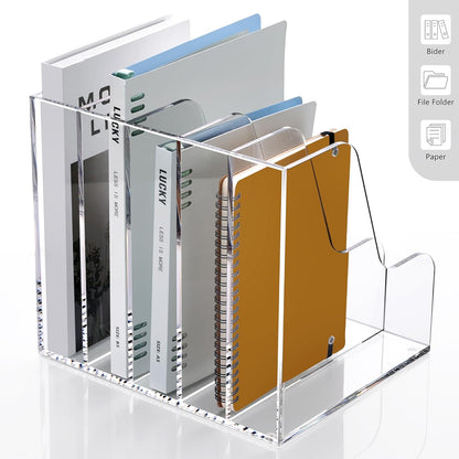 SANRUI 2-Pack Acrylic Magazine File Holder Desk Organizer Magazine Rack, Clear, Vertical File Sorter Holders, 9.45" D x 3.54" W x 10.24" H