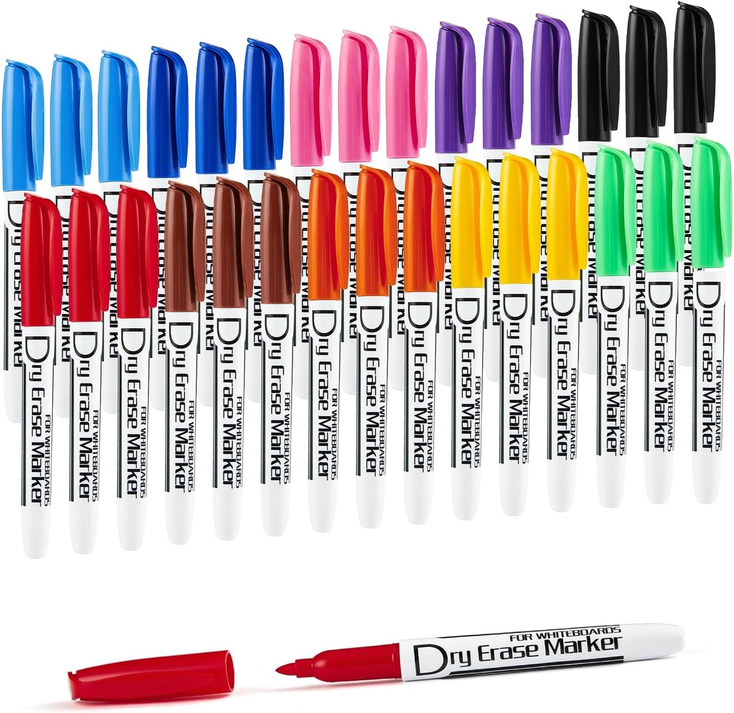 Volcanics Black Dry Erase Markers Low Odor Fine Whiteboard Markers Thin Box of 30