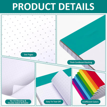 Jetec 8 Pack Dot Grid Notepad 5x8 Graph Paper Pad 50 Sheets Legal Pad Quad Ruled Notepad for Drawing Journaling Sketching Planner School College Office Engineers (Dot Line)