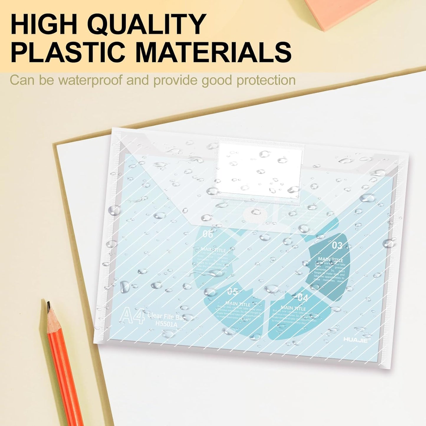 10 Pack, Clear Plastic Envelopes File Folders, HeavyDuty Document Holder with Label Pockets for Letter and A4 Size, Document Folder for School Home Work Office Organizer (10)