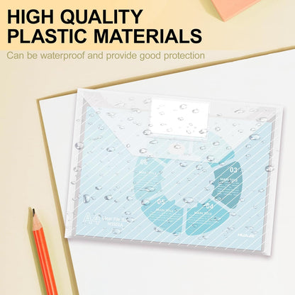 10 Pack, Clear Plastic Envelopes File Folders, HeavyDuty Document Holder with Label Pockets for Letter and A4 Size, Document Folder for School Home Work Office Organizer (10)