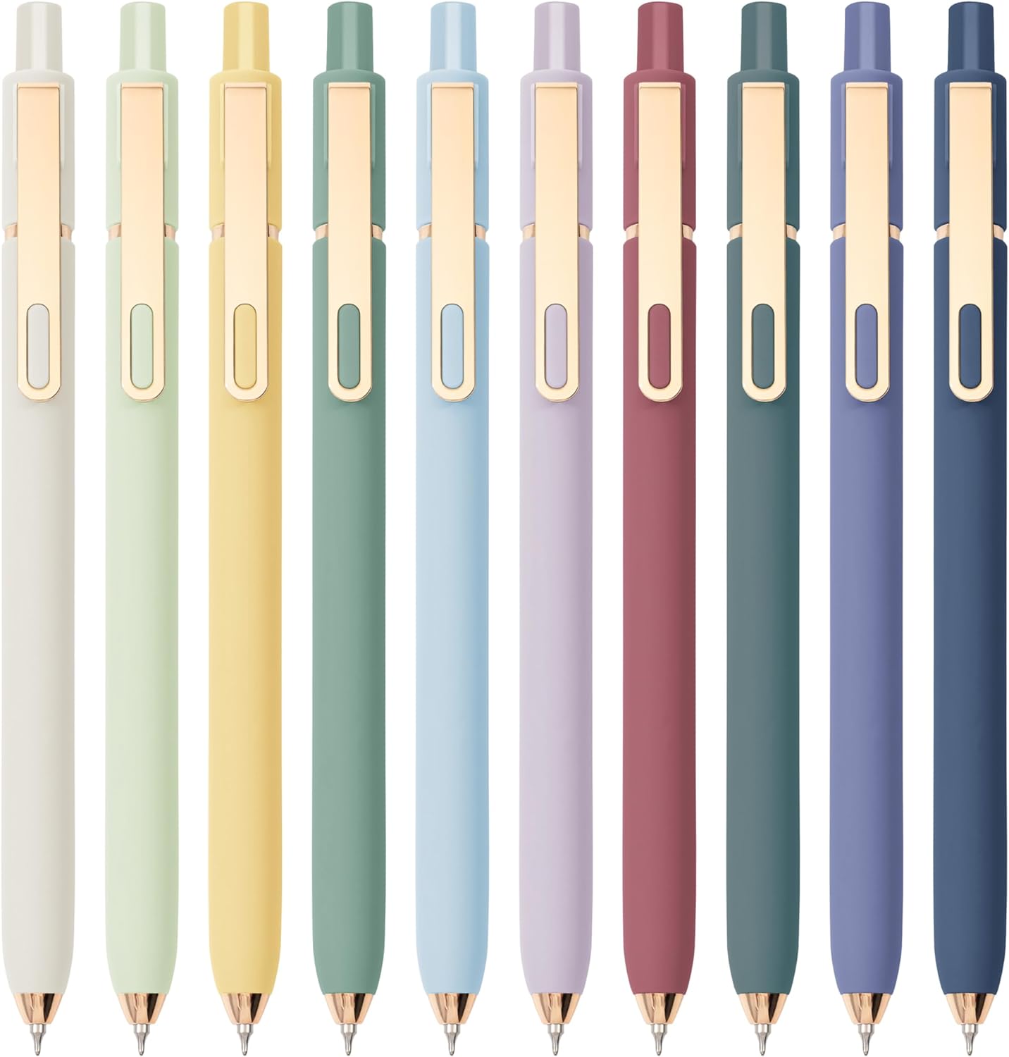 Linbsunne Gel Pens Black Ink Pens for Office 0.5mm Fine Point Pen Smooth Writing Retractable (Metal gold clip-10 pcs)