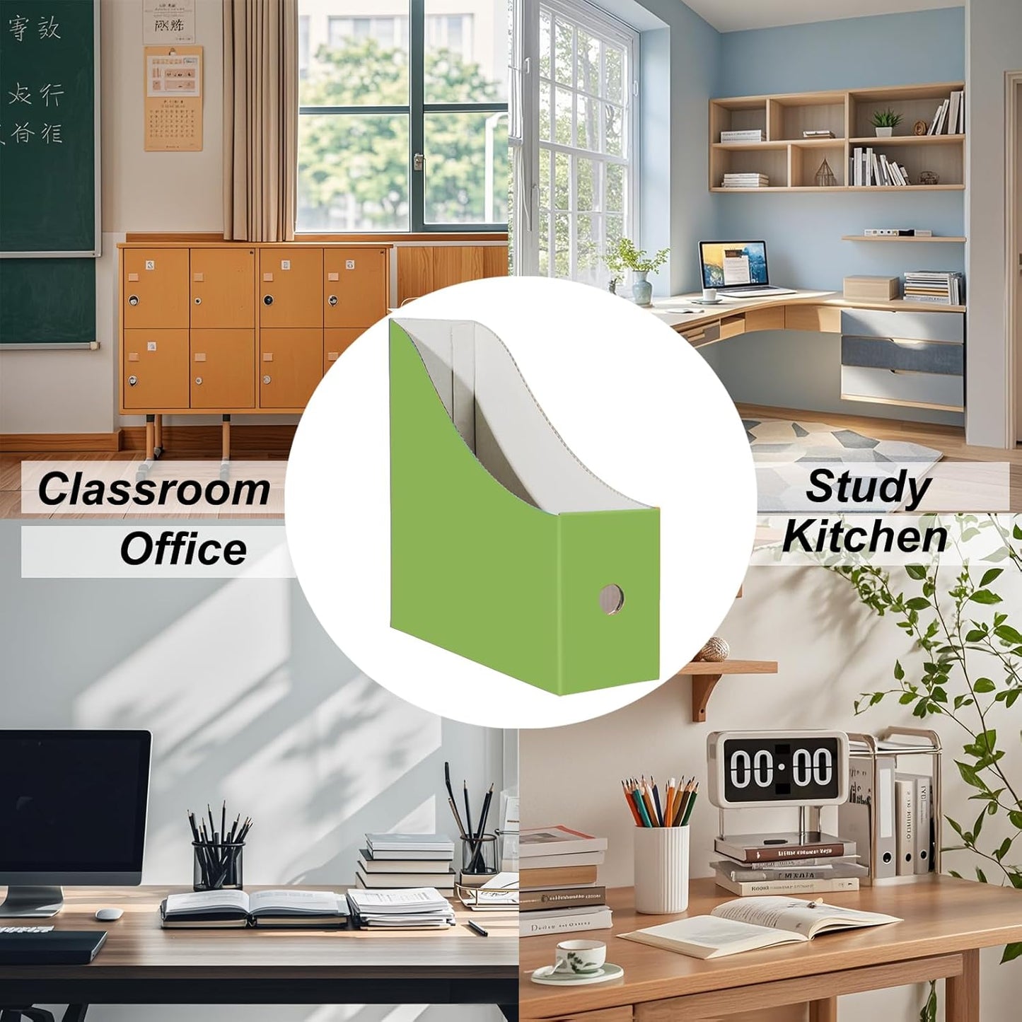Limitliho 6 Pack Cardboard Magazine Holder for Desk, Book Bins for Classroom Library,Office,Home, 10.6" H x 10.2" L x 3.5" W in Magazine File Holder (Elegant color)