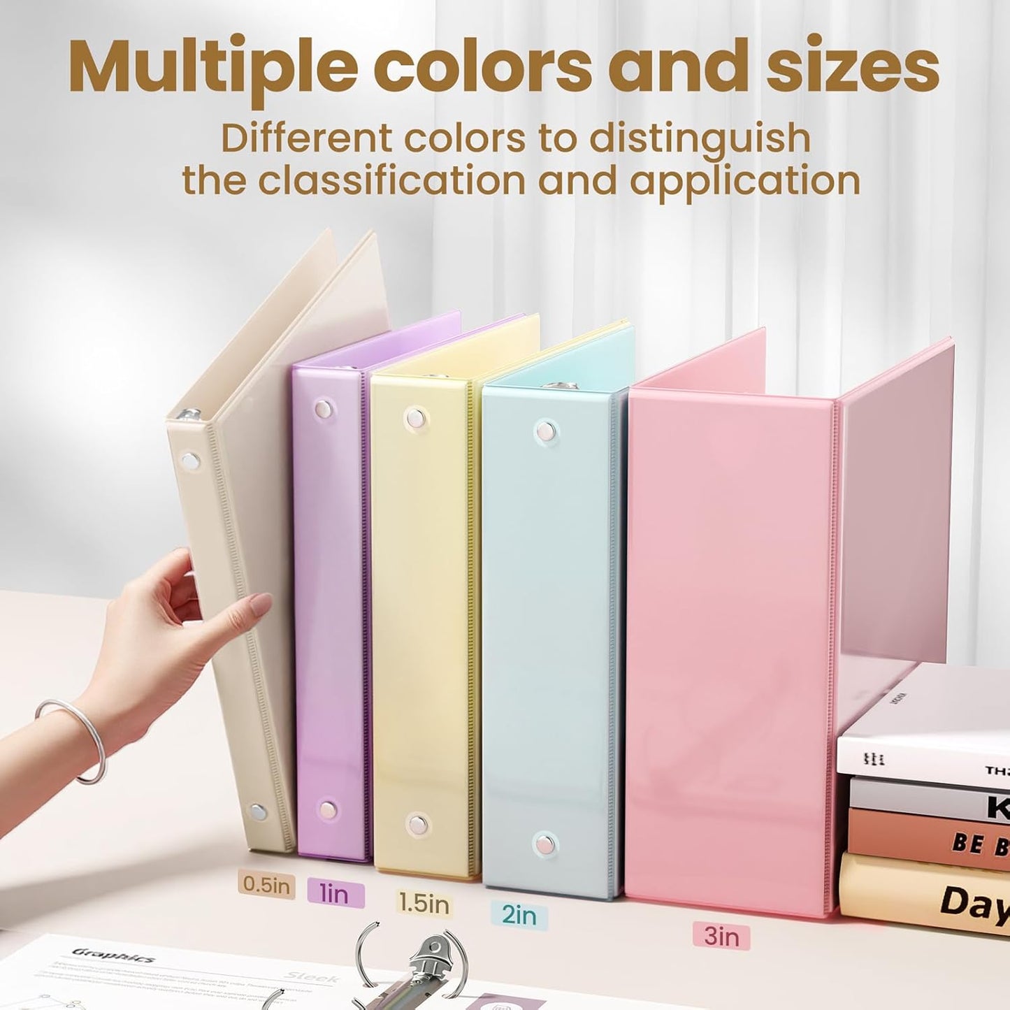 SUNEE 3 Ring Binder 3 Inch 1 Pack, Clear View Binder Three Ring PVC-Free (Fit 8.5x11 Inches) for School or Office Supplies, Pink
