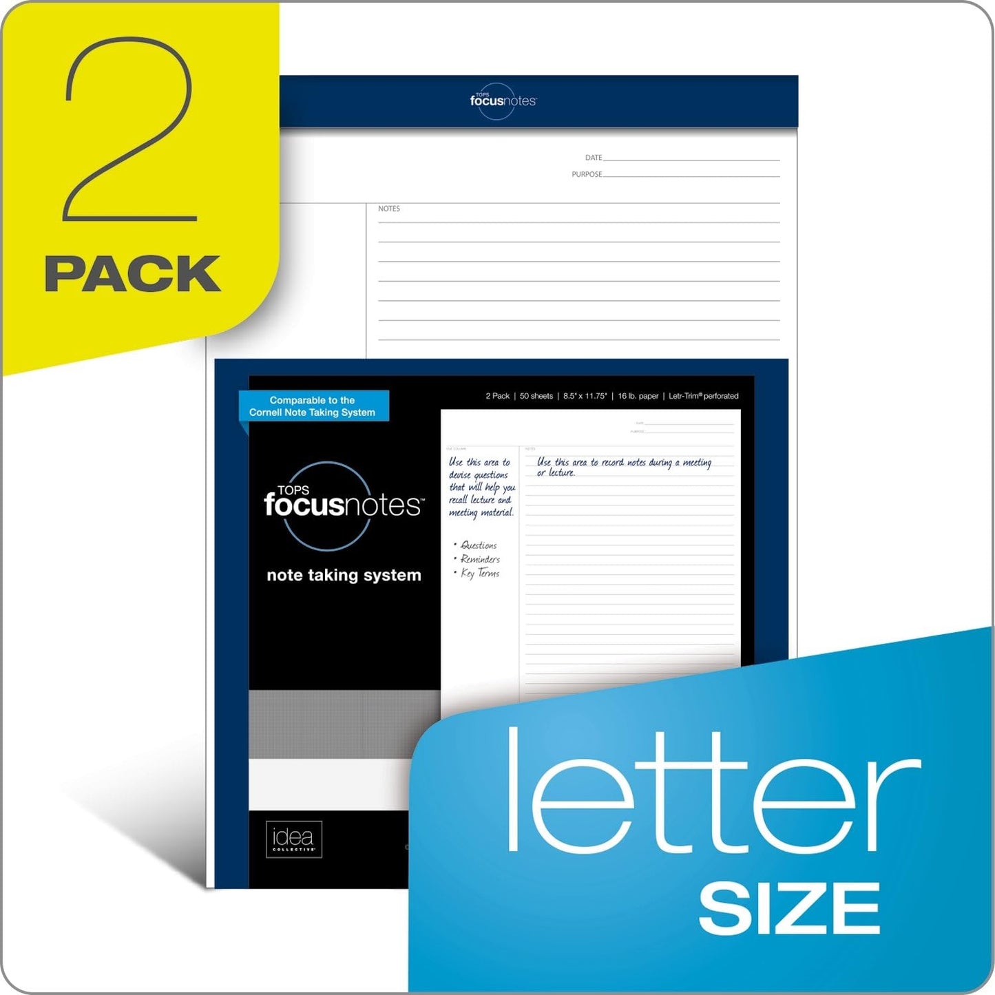 Oxford 8-1/2 x 11-3/4 Inches, Cornell Rule Legal Ruled Writing Pad (77104) ,50 sheets per pad; pack of 2 pads