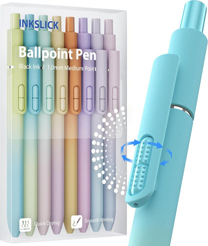 8 Pcs Black Ballpoint Pens - 1.0mm Medium Point Smooth Writing Black Ink Ball Point Pens | High-end Long Lasting Retractable Pen for School, Home, Office (Vintage-8pcs)