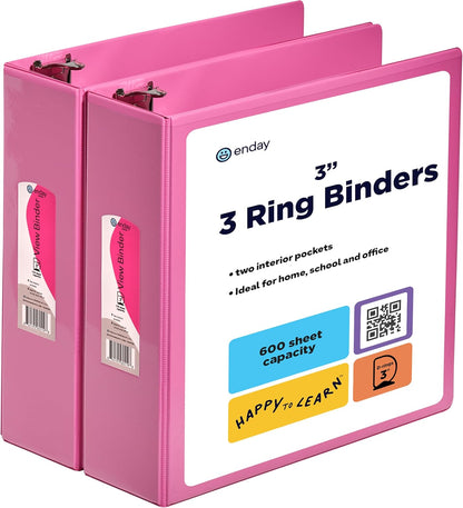 3 Inch Binder (2 Pack) Blue and Purple 3 Ring Binder 3 inch, Clear View Cover with 2 Inside Pockets, Three Ring Binders for Home, Office and School Supplies - Enday