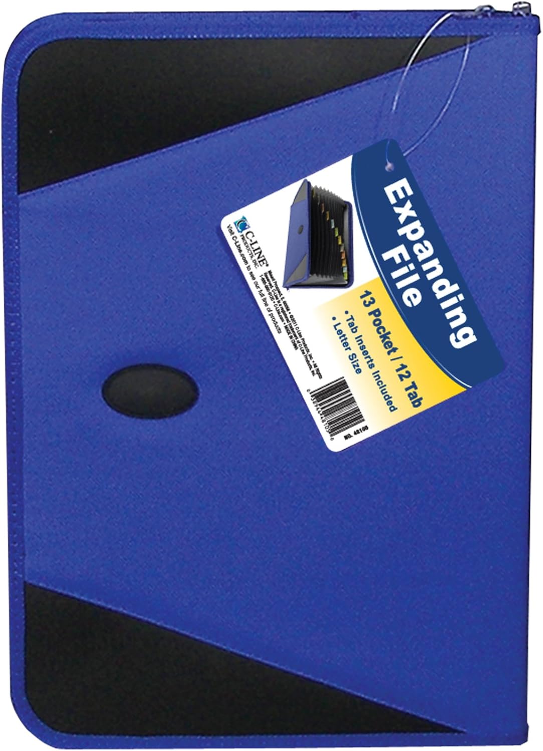 C-Line Expanding File with Zipper Closure, 13-Pocket, Tabbed Dividers, Blue (48105), letter