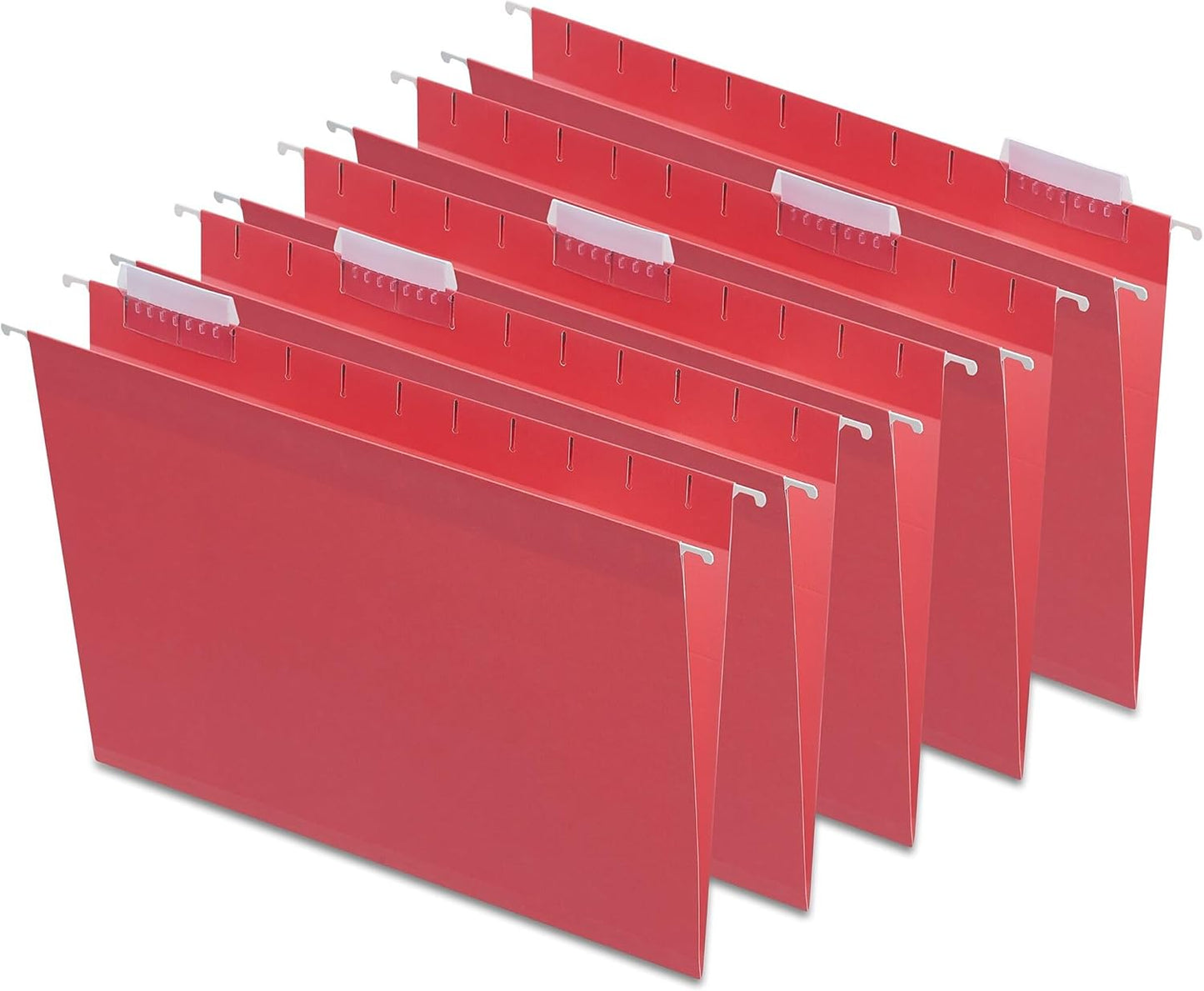 Staples Hanging File Folders, Letter Size, 5‑Tab, Red, Durable Filing Folders – 50/Carton