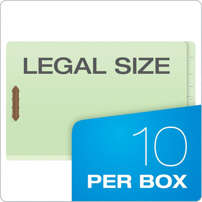 Pendaflex Pressboard End-Tab Classification Folders, Legal Size, 3 Dividers, 5" Expansion, Light Green, Straight Cut, 10/BX (23334)