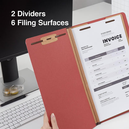 Staples Recycled Pressboard Classification Folders, Legal Size, 2‑Dividers, 2.5" Expansion, Red, Heavy‑Duty Construction – 20/Carton