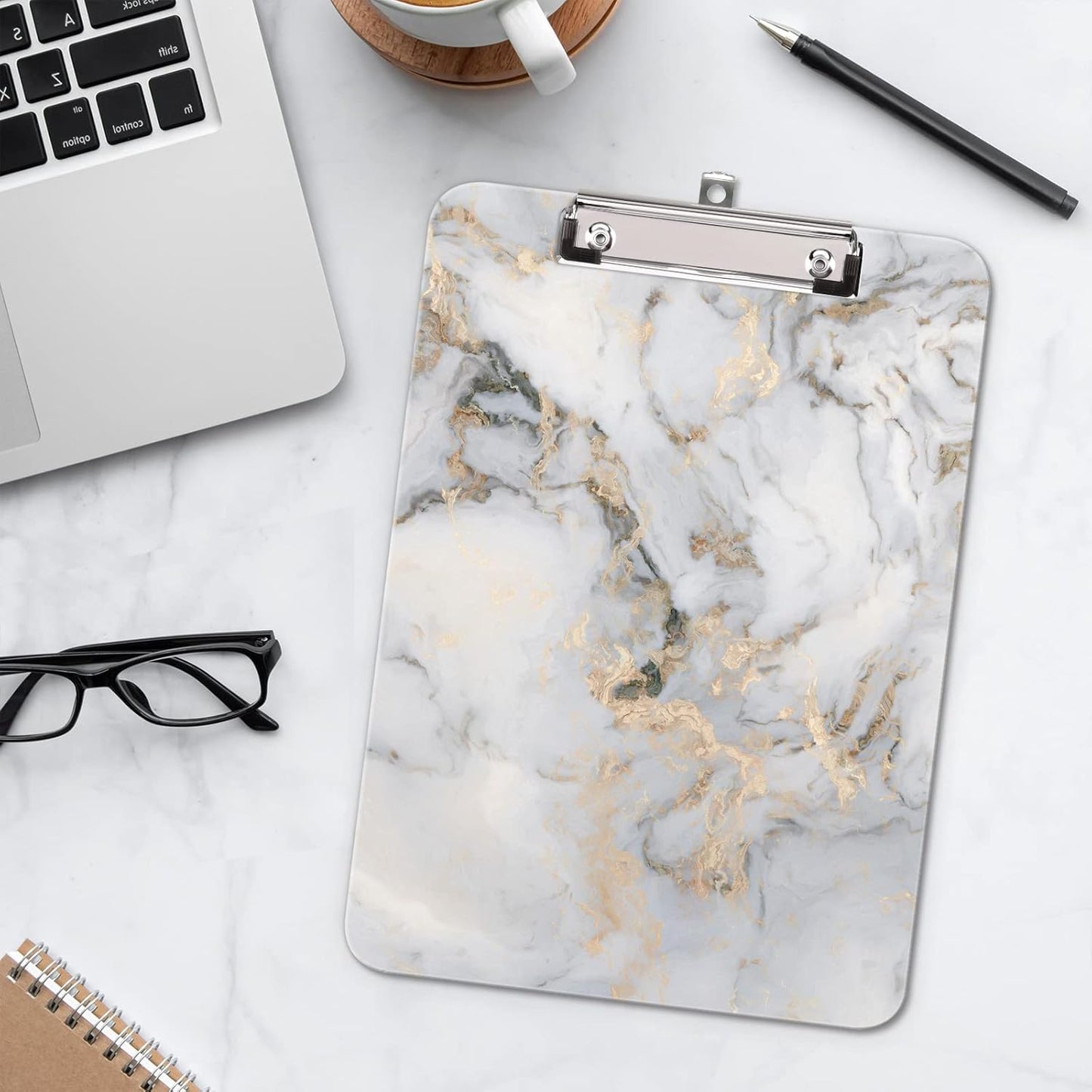 Hongri Plastic Cute Clipboard, Letter Size for Students, Teacher, Woman and Kids, Low Profile Clip, Decorative Pattern, Size 9 x 12.5 in, Dream Marble