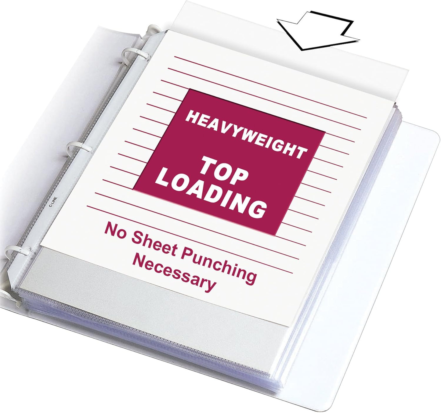 C-Line Top Loading Heavyweight Poly Sheet Protectors, Clear, 8.5 x 11 Inches, 100 per Box (62023)