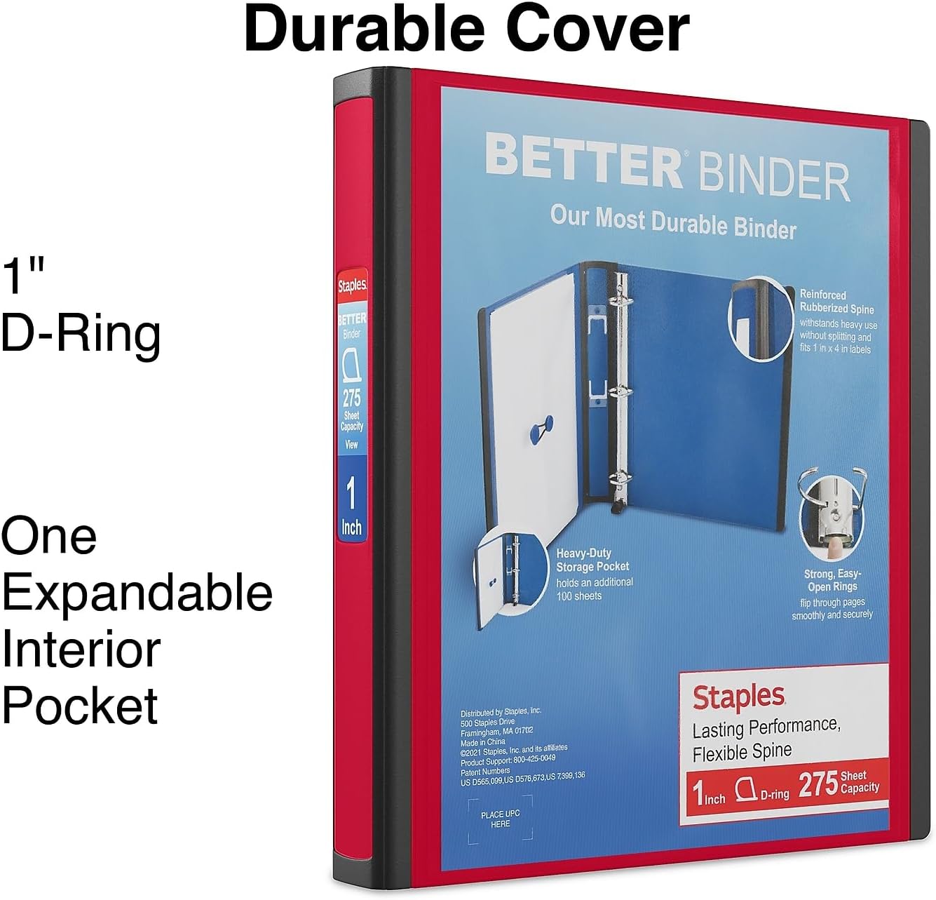 Staples Better Binder 2-Inch D-Ring View Binder, Reinforced Spine, Holds Up to 540 Sheets, Teal, for Office & School