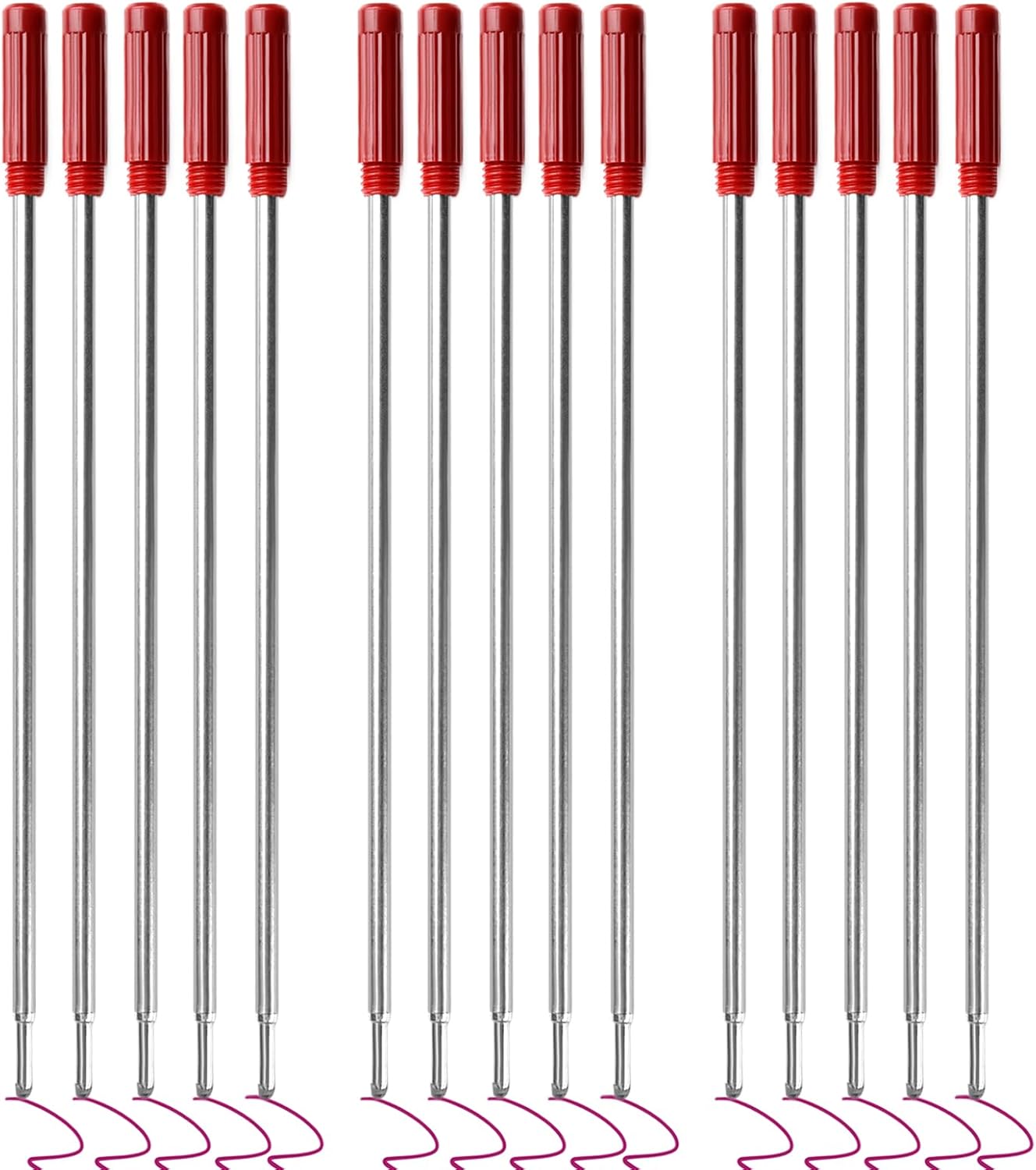 0.7 mm Ballpoint Ink Twist Pen Refills, 15 Pcs Medium Point Metal Smooth Writing Replaceable Ink Refill, Stationery Compatible for Cross Ballpoint Replacement (4.6in M) (Black+Red+Blue, 15)