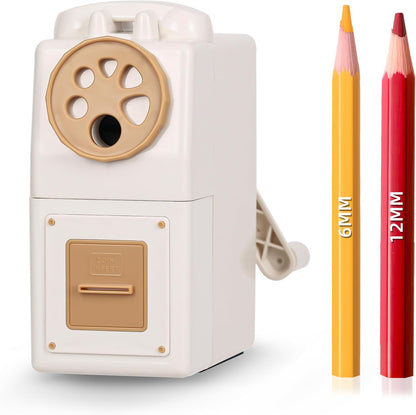ZMOL Manual Hand Crank Pencil Sharpener - Heavy Duty Desktop Pencil Sharpener for Colored Pencils, Children's Classroom & Professional Use