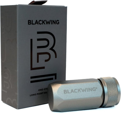 Blackwing One-Step Long Point Sharpener, German Steel Blade, Machined Aluminum, Compact Design, Black