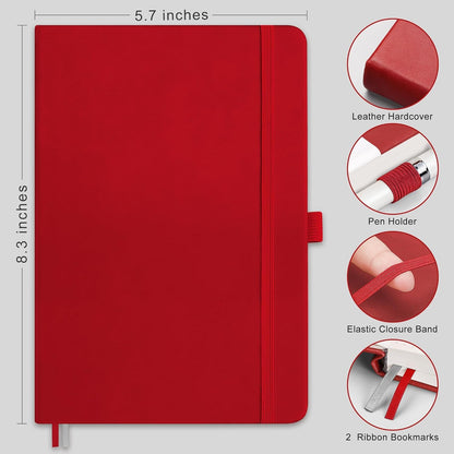 RETTACY Graph Grid Paper Notebook, 192 Pages, A5 Medium Size (5.7'' x 8.3''), 5 Squares per Inch, Leather Hardcover, 100 GSM Thick Paper, for School, Students, Math, Engineering (Brown)