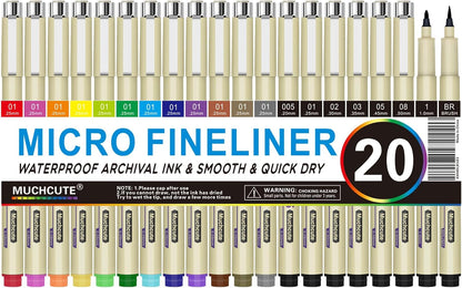 Muchcute Extra Fine Point Writing Pens:6 Black 0.25mm Ultra Thin Micron Pen 01 No Bleed Bible Journaling Study Supplies Annotation Smooth Waterproof Micro Line Tip Fineliner Gel Felt Ink Markers Stuff