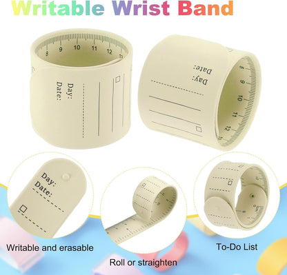 uxcell 2Pcs Writable Wrist Band, 9.45" x 1.18" Waterproof Slap Bracelet Reusable Writable Erasable to Do List Silicone Memo Wrist Bands for Planner Reminder (White)