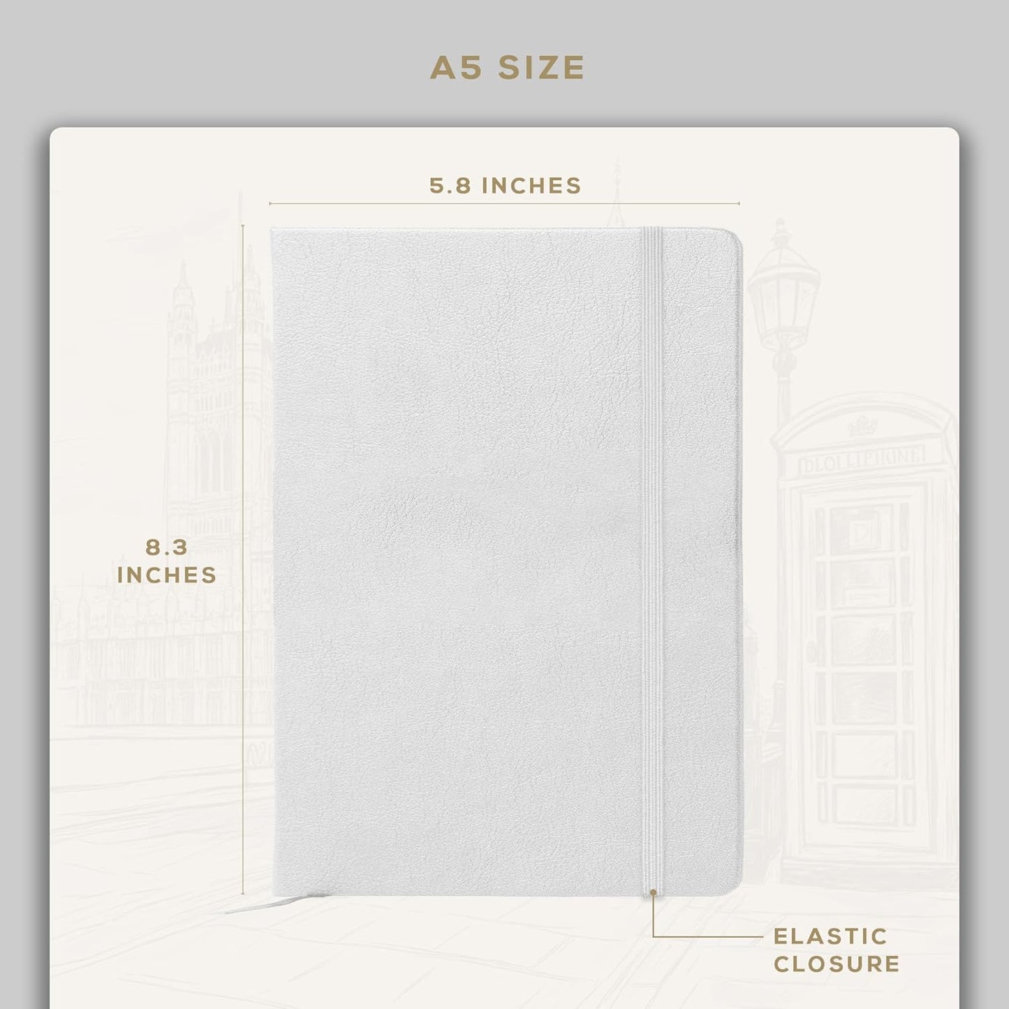 BEECHMORE BOOKS Large Lined Journal Notebook, 8.5" x 11.5" (A4) Hardcover Vegan Leather Executive Diary for Work, Thick 120gsm Paper, Lay-Flat Binding, Gift Box