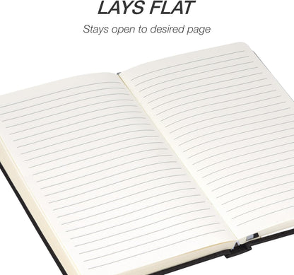 Samsill Large Hardcover Notebook, 240 Lined Notebook Pages, Black, 7.5 x 10 Inch
