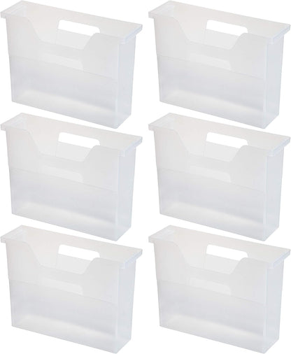 IRIS USA Magazine Holder, Compact File Storage Mini File Organizer for Desk and Home Office, Personal File Organizer for Papers and Magazines, Space-Saving Storage Set 6 Pack, Black