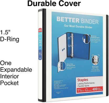 Staples Better Binder 2-Inch D-Ring View Binder, Reinforced Spine, Holds Up to 540 Sheets, Teal, for Office & School
