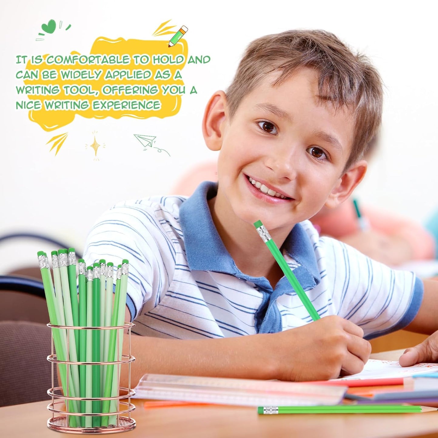 24 Pcs Round Pencils with Eraser 2 HB Cute Pencils Bulk for School Graphite Wood Color Unsharpened Pencil for Drawing Sketching Wedding School Teacher Supplies Student Reward