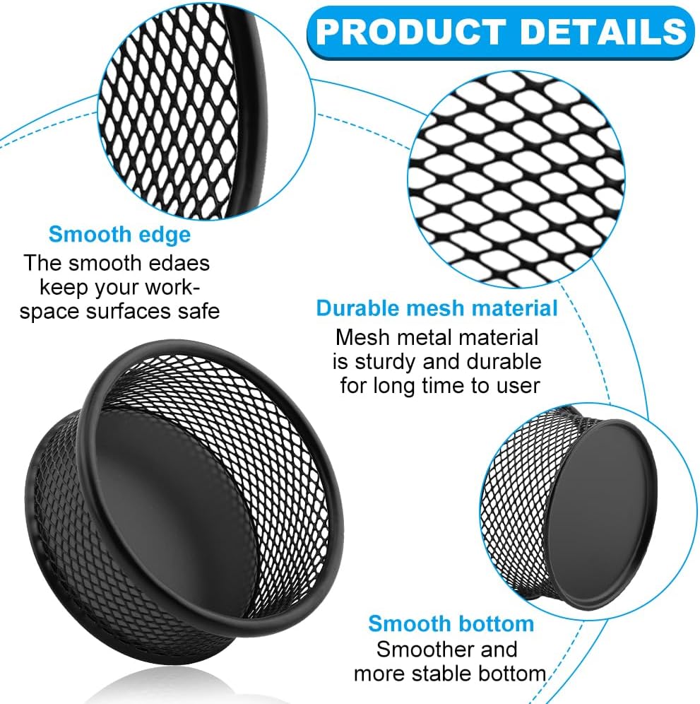 2 Pack Mesh Paper Clip Holder,Paperclip Holders for Desk Binder Wire Mesh Bowls,Magnetic Paper Clip Holder for Desk,Paper Clip Dispenser,Paper Clip Organizer Office ﻿
