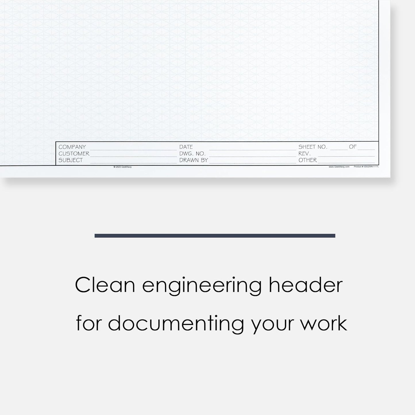 GeekNavy 8.5" x 11" Isometric Graph Paper 50 Sheets Portrait - 0.25" Grid, Non-photo Blue, High Brightness, Drafting, Engineering, Art, 3D Design (1-Pack)