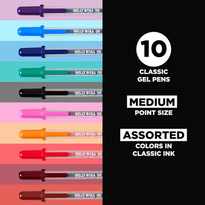 SAKURA Gelly Roll Classic, Medium Pt, Multicolor, 10 PK 37460
