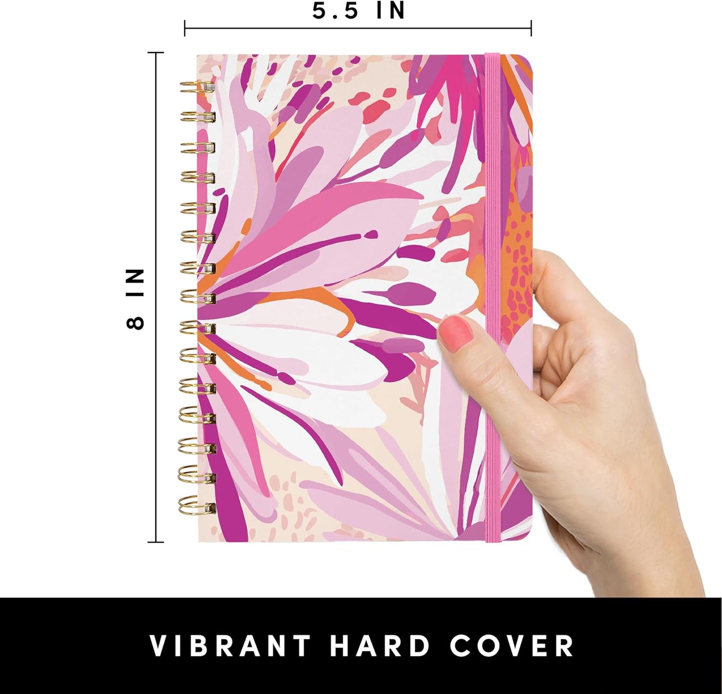 PAPERAGE Lined Spiral Journal Notebook, (Black), 160 Pages, Hardcover Journal for Women & Men, Medium 5.5 in x 8 in - 100 GSM, Thick Paper, Spiral Notebook for Work, School & Journaling