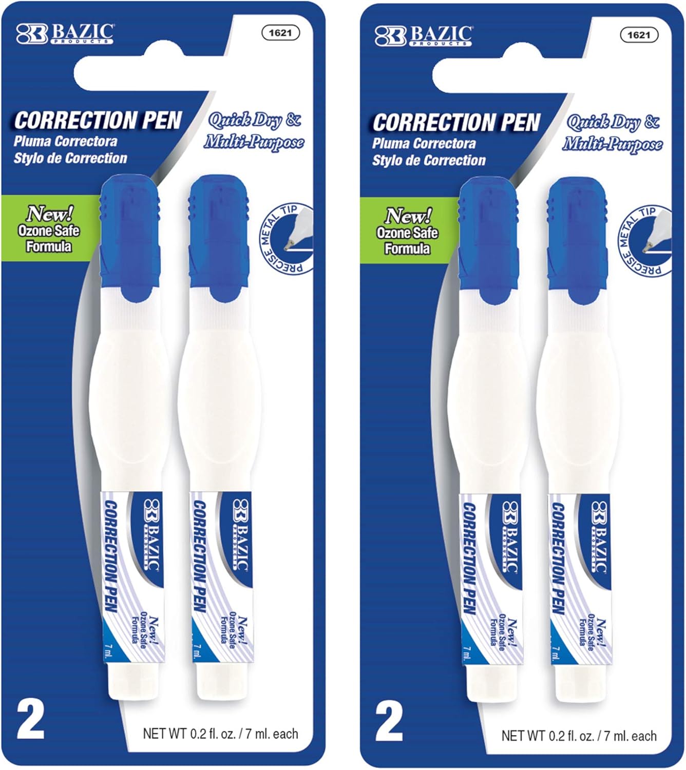 BAZIC Products Correction Pen, Metal Tip, 2 Count