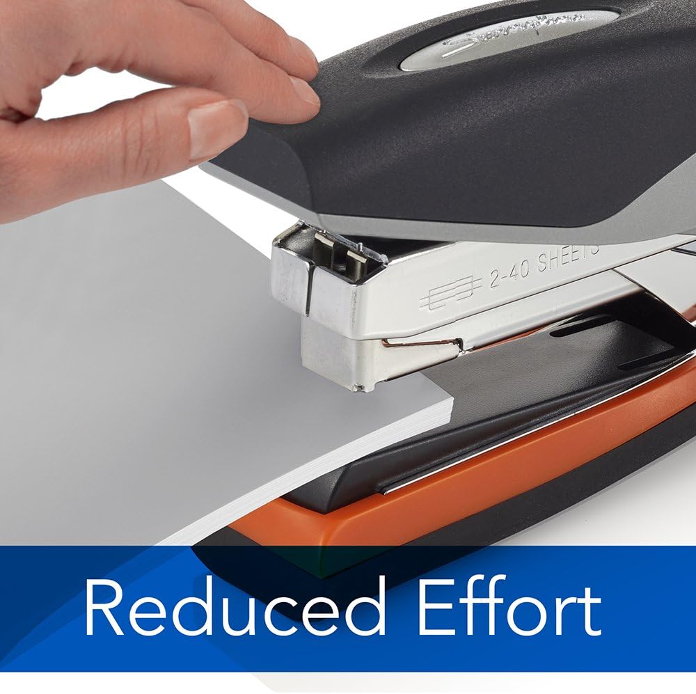 Swingline Stapler, 40 Sheet Capacity, Optima 40, Jam Free, Reduced Effort, Soft Grip, Metal, Orange and Gray (87845)