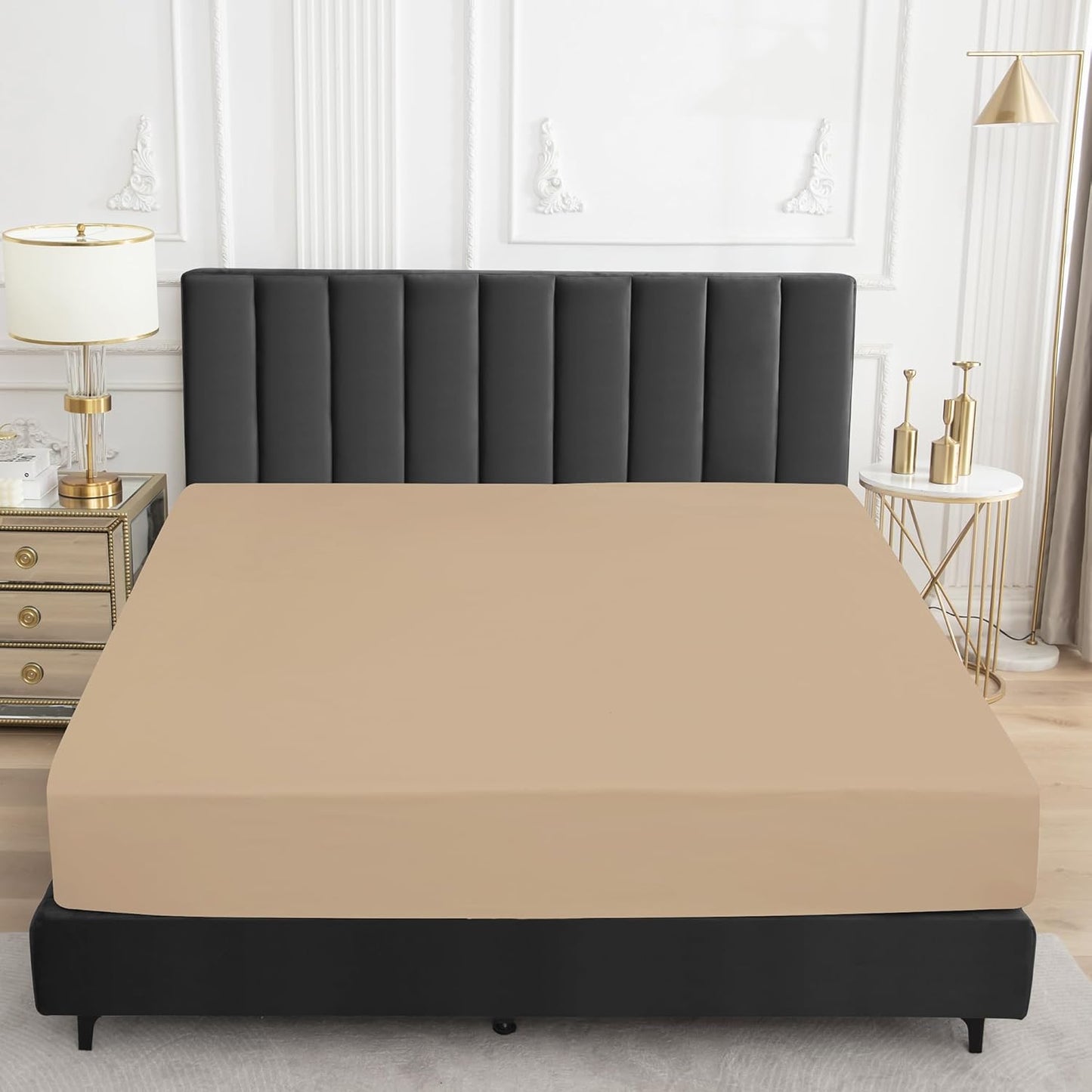 Sufdari Mattress Protector,Waterproof 18" Deep Pocket Mattress Cover Fitted Sheet Style with Elastic Rubber Band,Washable and Easy Care-Black,Queen