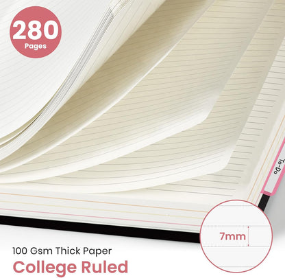 Large Lined Spiral Journal for Women Cute Hardcover 5 Subject Notebook for Work 8.5" x 11" with Removable Dividers & Tabs, College Ruled, 280 Pages Aesthetic Journal for Work, School & Note Taking, Garden of Whimsy