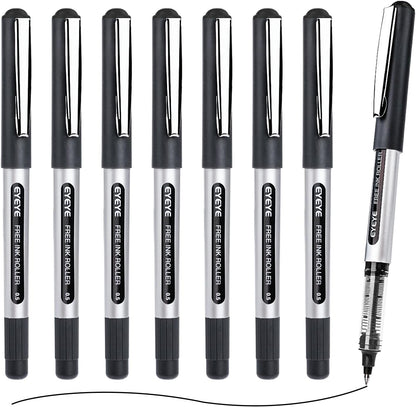 EYEYE 25 Pack 0.5mm Blue Rollerball Pens Extra Fine Point Quick Dry, Liquid Ink Pens Fine Point Smooth Writing Pen for Journaling, Note Taking, Office, School Supplies