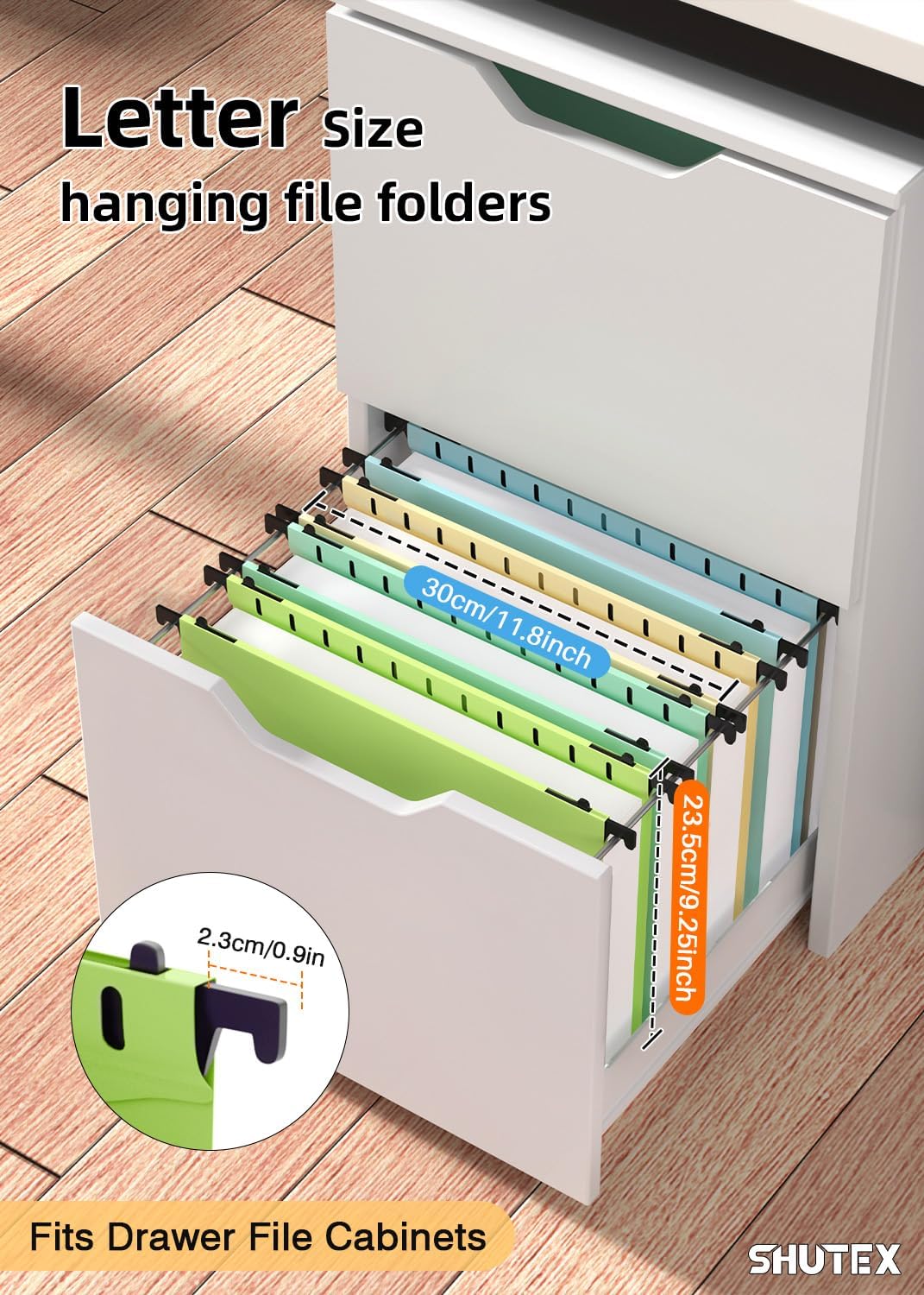 Shutex Extra Capacity Plastic Hanging File Folders,12 Pack Reinforced Hang Folders,Heavy Duty 2 Inch Expansion,Plastic Filing Cabinet Folders,Letter Size,Designed for Bulk Files, Medical Charts,Blue
