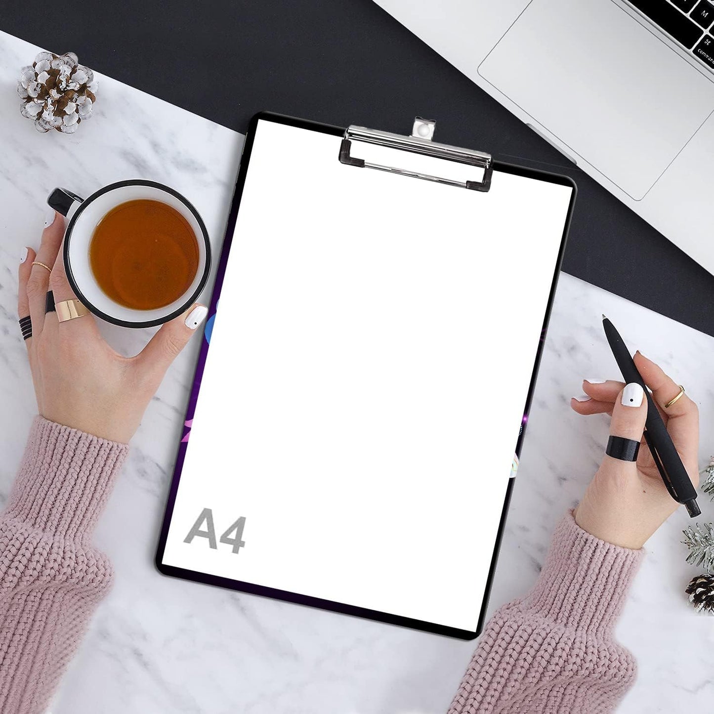 Fashion Clipboard, A4 Letter Size Wooden Decorative Clipboards for Teacher, Nurse, Doctor,Student and Kids, Cute Design for Standard Size 12.2" x 8.9" (C-Pink Purple Marble)