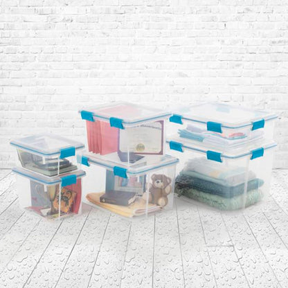 Sterilite 4-Pack Gasket Box, Weather-Resistant Storage Bins with Latching Lids, 32 Quart - Heavy-Duty Organizing Containers for Closet, Bathroom, and Office