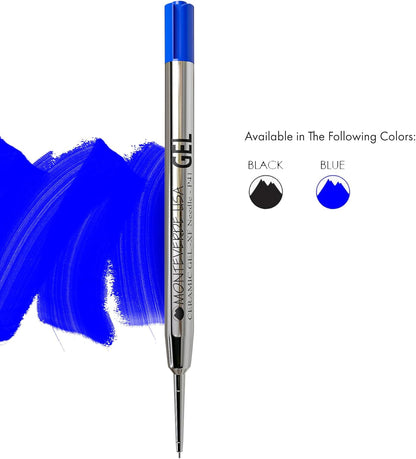 Monteverde Capless Gel Refills to Fit Parker-Style Ballpoint Pens, 0.5mm Extra Fine Needle Point, Black, 2-Pack, Smooth Writing Technology for Parker, Conklin, Schmidt, and More