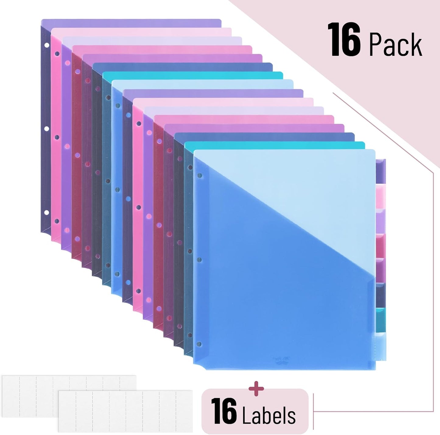 Mr. Pen- Binder Dividers with Pockets and Tabs, 1 Set, 8 Tabs/Set, Colorful, 3 Ring Binder Dividers with Tabs and Pockets on Both Sides