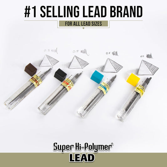 Pentel Super Hi-Polymer Lead Refills, 1.3 mm, HB, 48 Pieces (8 pcs per tube, 6 tubes)