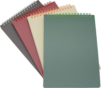 Yansanido Top Bound Spiral Notebook, 4 Pcs 4 Color A5 Size Thick Plastic Hardcover 7mm College Ruled Paper 80 Sheets (160 Pages) Journal for School and Office Supplies (4 Pcs A5)
