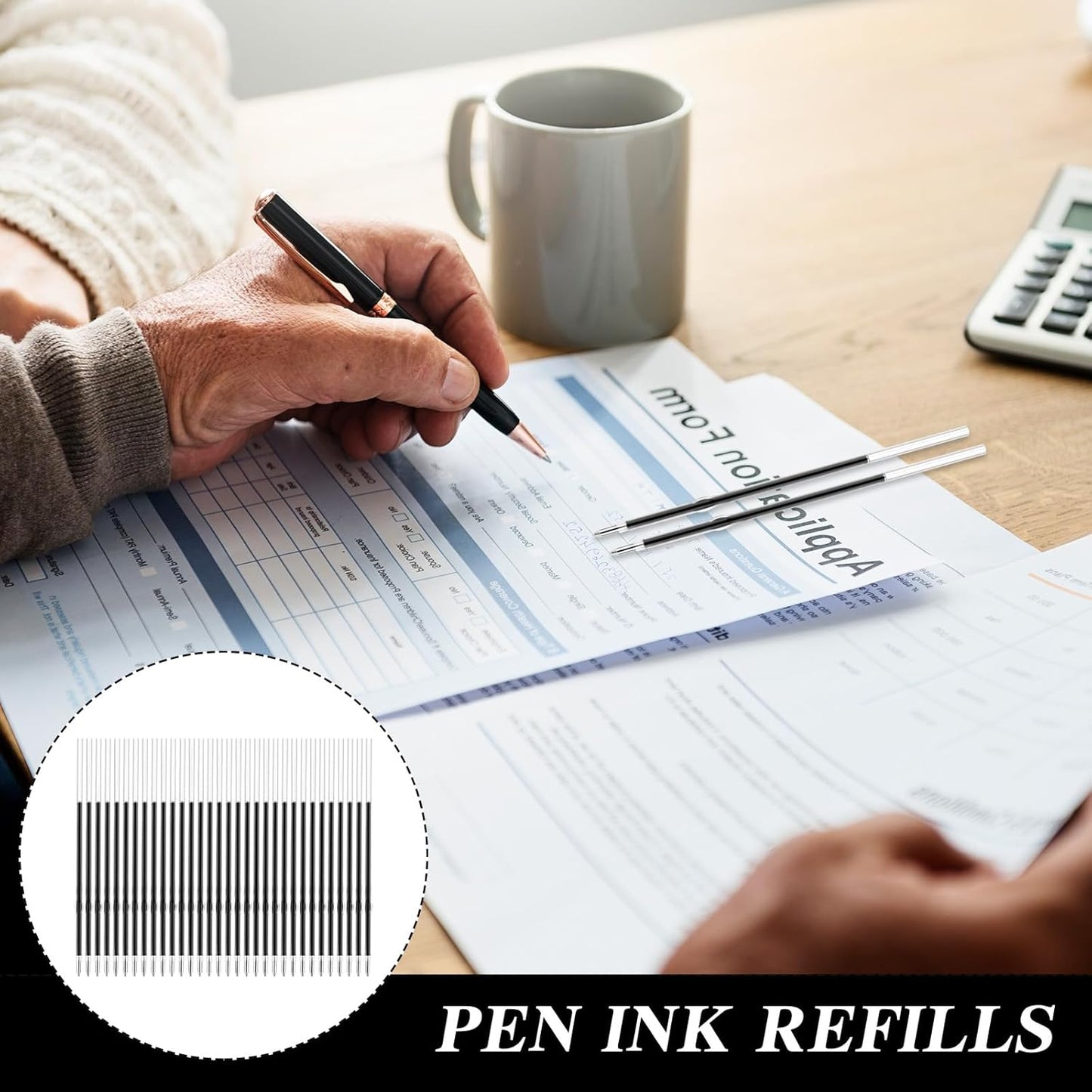 150 Piece Ballpoint Refills 1 mm Medium Point Tip Retractable Ballpoint Smooth Writing Pen Refills for Journal Writing Office and School Supplies