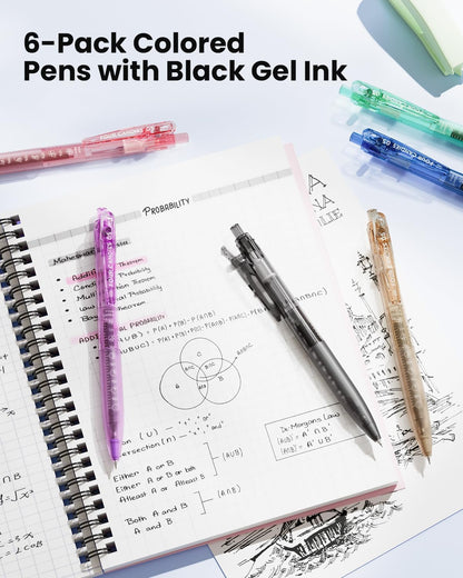 Four Candies 12Pack 0.5mm Quick Dry Retractable Gel Pen Set, Cute Transparent Fine Point Multicolor Note Taking Aesthetic lnk Pens, Comfort Grip 12 Ink Colors Drawing Writing School Office Home