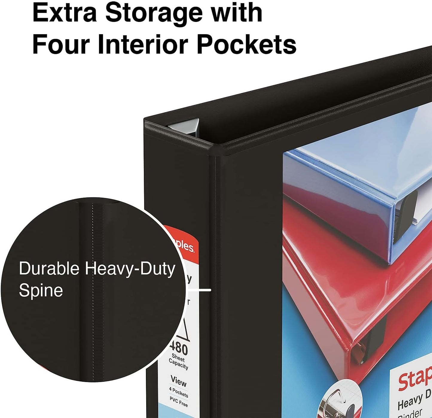 Staples Heavy-Duty 2-Inch D-Ring View Binder, Reinforced Spine, Holds Up to 450 Sheets, Gray, for Office & School